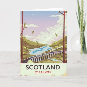 Tarjeta Festiva Afiche de viaje para locomotoras de Escocia Vintag
