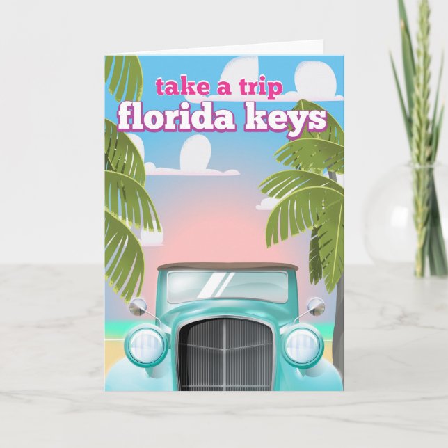 Tarjeta Festiva Afiche de viaje por las llaves de Florida (Anverso)