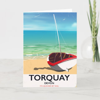 Tarjeta Festiva Afiche de viaje vacacional de Torquay Devon