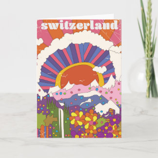 Tarjeta Festiva Afiche de viajes Retro de Suiza