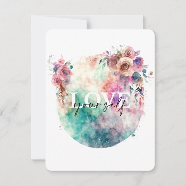 Tarjeta Festiva Afirmación positiva - Ama a ti mismo (Anverso)