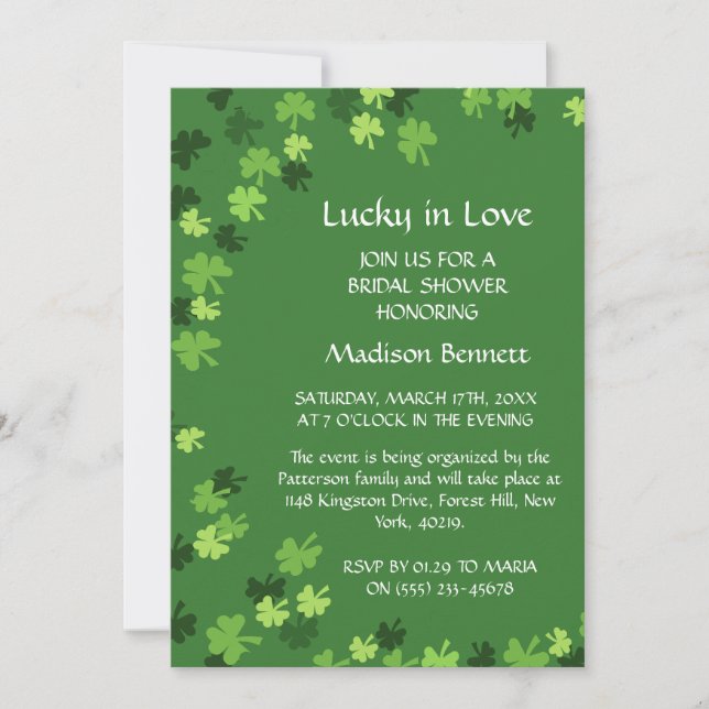 Tarjeta Festiva Afortunada en el amor St. Patrick's Day BABYShower (Anverso)