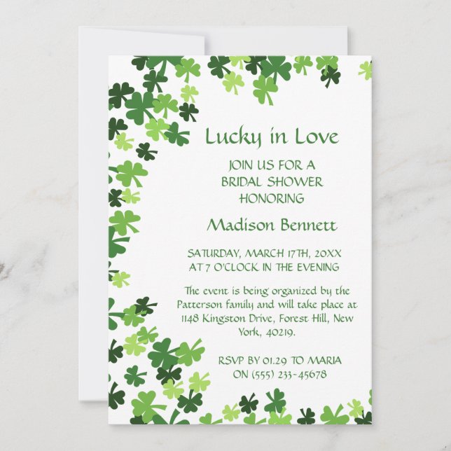 Tarjeta Festiva Afortunada en el amor St. Patrick's Day BABYShower (Anverso)