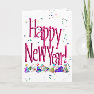 Tarjeta Festiva ¡AFORTUNADO AÑO NUEVO rosado!