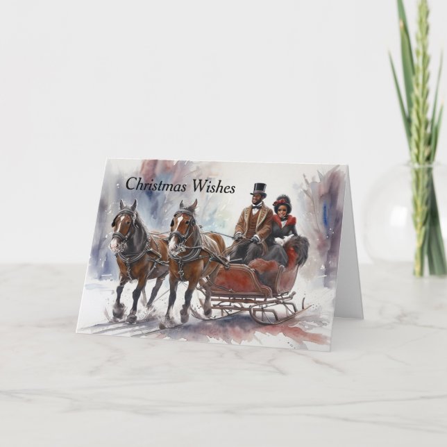 Tarjeta Festiva African American Christmas Sleigh Ride (Anverso)