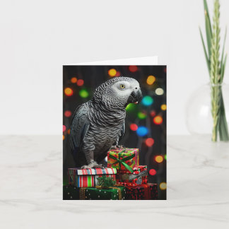 Tarjeta Festiva African Grey on Gifts — Festive Greeting Card