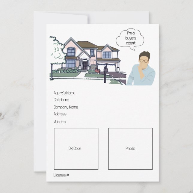Tarjeta Festiva Agente editable de compradores inmobiliarios (Anverso)
