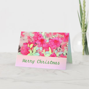 Tarjeta Festiva Agradable azalea rosa floridas vacaciones Navidade