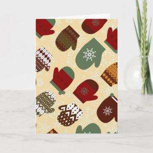 Tarjeta Festiva Agradable feriado de Navidades de invierno Mittens