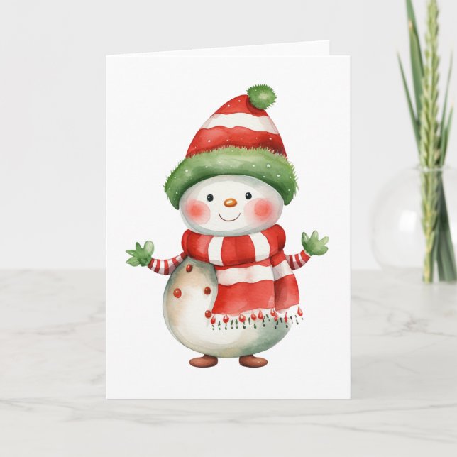 Tarjeta Festiva Agradables Navidades y vacacionante Snowman BLANK (Anverso)