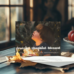 Tarjeta Festiva Agradecida familia de Acción de Gracias