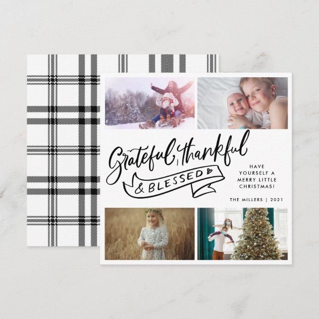 Tarjeta Festiva Agradecidos Navidades de fotografía familiares ben (Anverso / Reverso)