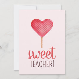 Tarjeta Festiva Agradecimiento a maestros con caramelos rosados en