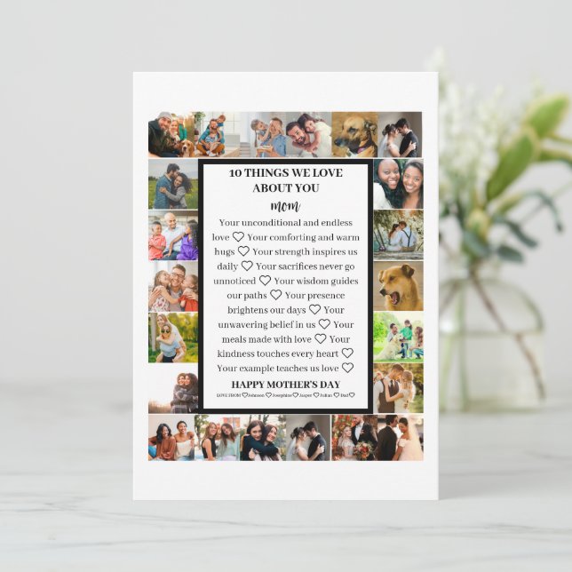 Tarjeta Festiva Agradecimiento a mamá | Día de la Madre Collage de (Anverso de pie)