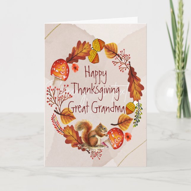 Tarjeta Festiva Agradecimiento Autumn Wreath Gran Abuela (Anverso)