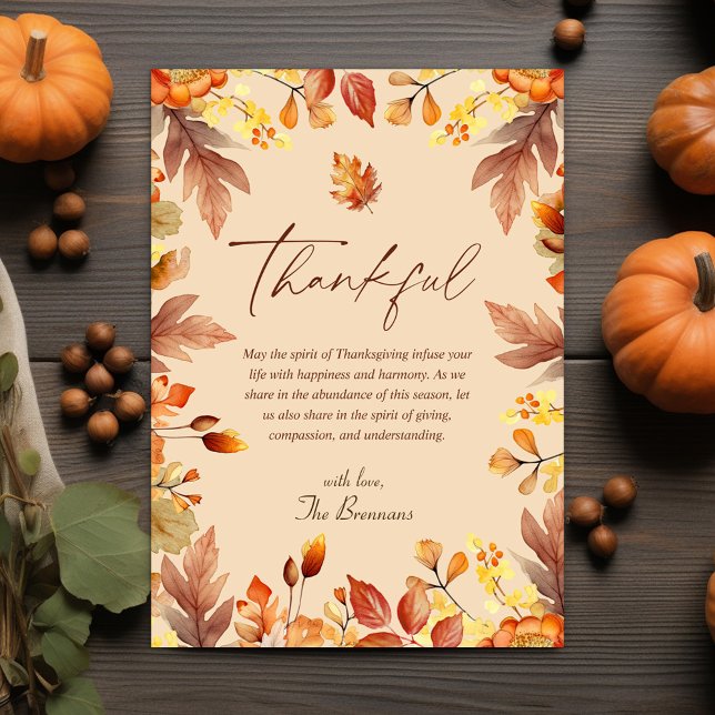 Tarjeta Festiva Agradecimiento de Acción de Gracias otoño a Rusia (Thanksgiving Autumn Fall Rustic Thankful Holiday Card)