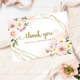 Tarjeta Festiva Agradecimiento de la ducha nupcial floral geométri