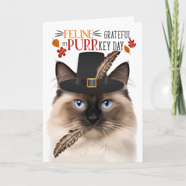 Tarjeta Festiva Agradecimiento de la felina Birman Cat por el día  (Anverso)