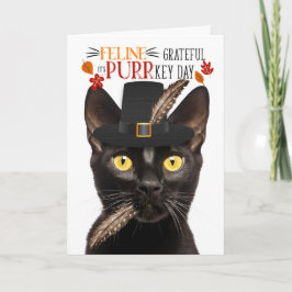 Tarjeta Festiva Agradecimiento de la felina felina negra de Bombay