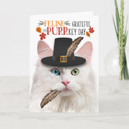 Tarjeta Festiva Agradecimiento de la línea de gatos de Angora blan