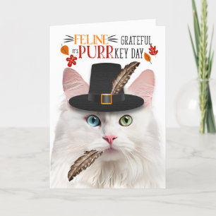Tarjeta Festiva Agradecimiento de la línea de gatos de Angora blan