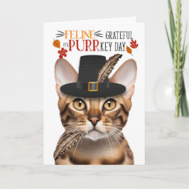 Tarjeta Festiva Agradecimiento de la línea felina del gato bengalí