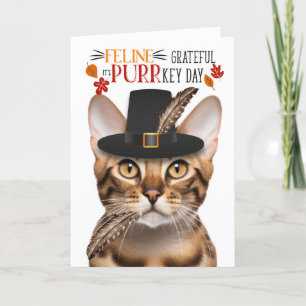 Tarjeta Festiva Agradecimiento de la línea felina del gato bengalí