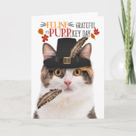 Tarjeta Festiva Agradecimiento de la línea felina del gato calico 