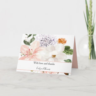 Tarjeta Festiva Agradecimiento de Lirios Magnolias Peonías al Acua
