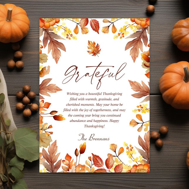 Tarjeta Festiva Agradecimiento en otoño al moderno día de Acción d (Modern Rustic Thanksgiving Fall Autumn Grateful Holiday Card)