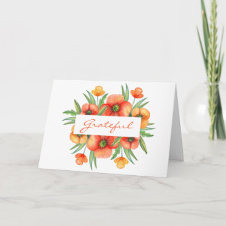 Tarjeta Festiva Agradecimiento Floral Watercolor Acción de Gracias
