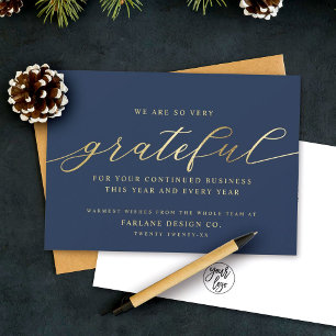 Tarjeta Festiva Agradecimiento Moderno Script Business Logo Corp