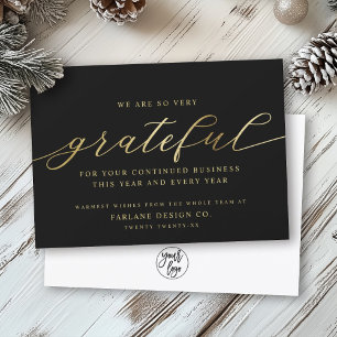 Tarjeta Festiva Agradecimiento Moderno Script Business Logo Corp