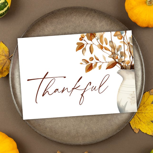 Tarjeta Festiva Agradecimiento Moderno y Elegante (Thanksgiving Modern Elegant Thankful Holiday Card)