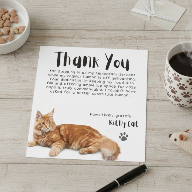 Tarjeta Festiva Agradecimiento positivo sustituto humano Gracias a (Pawsitively Grateful Substitute Human Thank You OC Holiday Card)