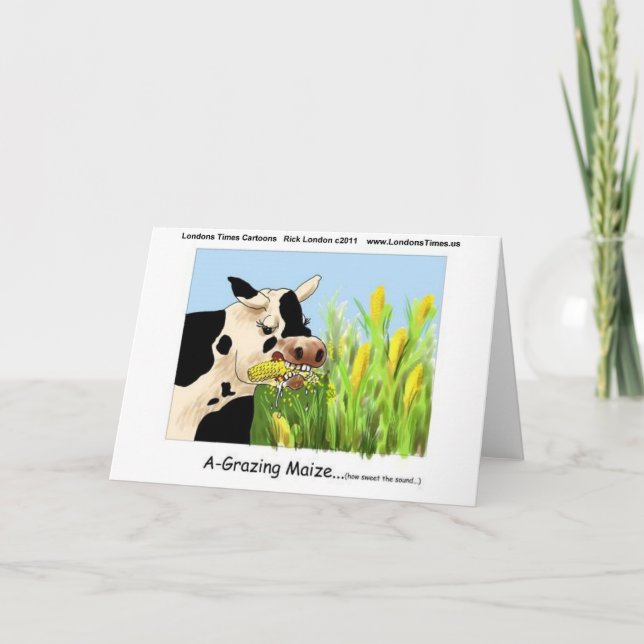 Tarjeta Festiva Agrazing Maize (Graciosos Cow Gifts Cards Tees Etc (Anverso)