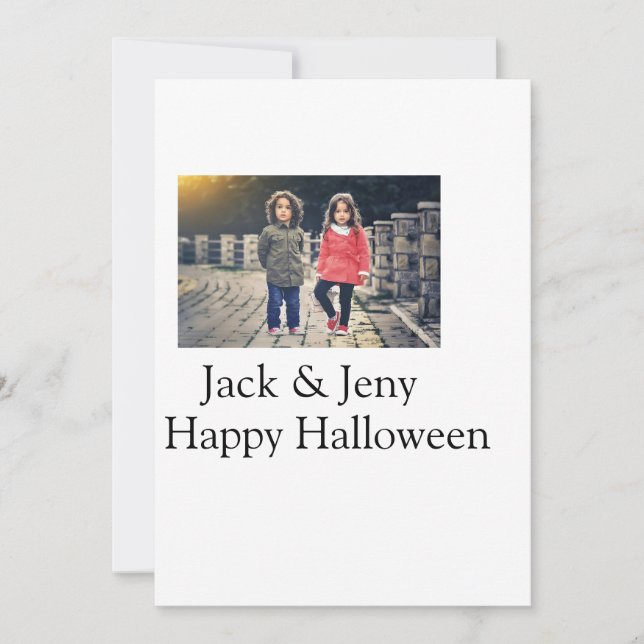 Tarjeta Festiva agregar nombre foto texto Halloween niños niña niñ (Anverso)