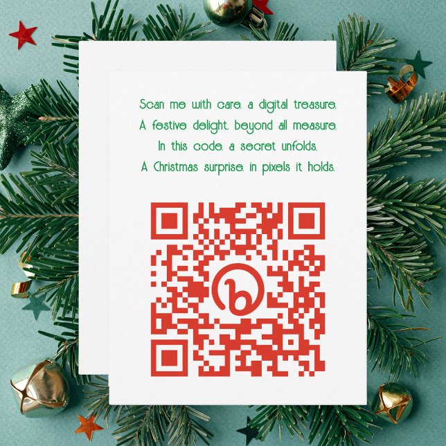Tarjeta Festiva Agregar su mensaje de código QR o regalo a un Navi (QR Code containing gift or message on Christmas Card including festive rhyme.)