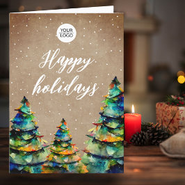 Tarjeta Festiva Agregar texto personalizado del logotipo Árbol de 
