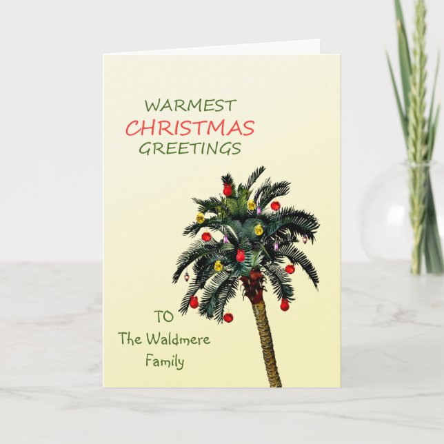 Tarjeta Festiva Agregar Un Árbol De Palm Navidades De Nombre (Anverso)