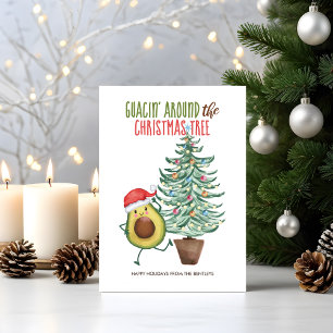 Tarjeta Festiva Aguacate Divertido de Santa Guacineando alrededor
