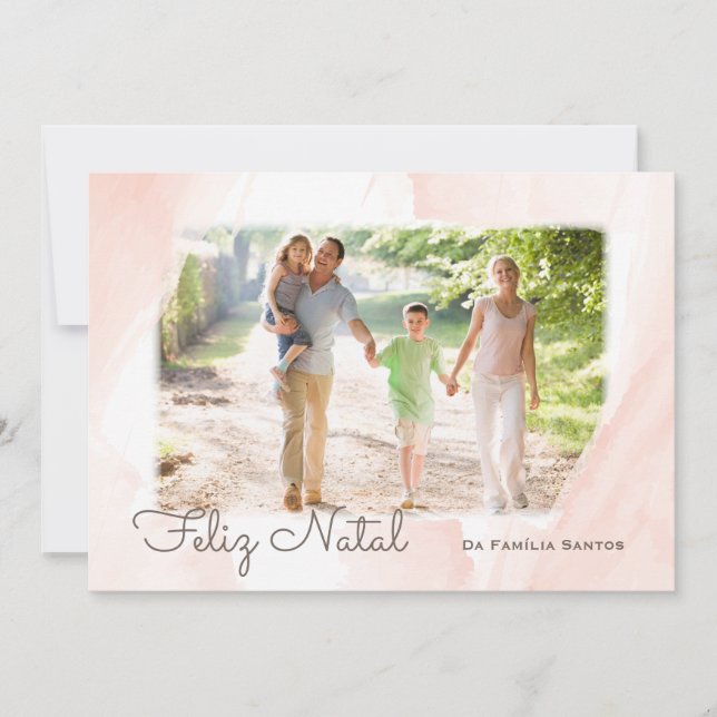 Tarjeta Festiva Aguarela foto moderna Feliz Natal (Anverso)