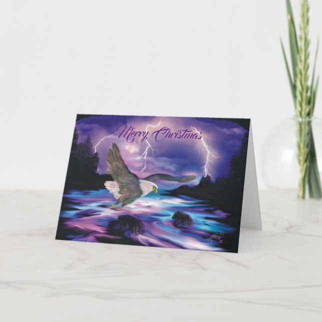 Tarjeta Festiva Águila Ascendente Difundiendo Paz En La Tierra (Anverso)