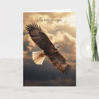 Tarjeta Festiva Águila calva Amanecer dorado Cita inspiradora