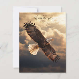 Tarjeta Festiva Águila calva Amanecer dorado Cita inspiradora