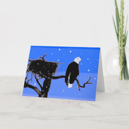 Tarjeta Festiva Águila calva en invierno - Arte de vida silvestre 