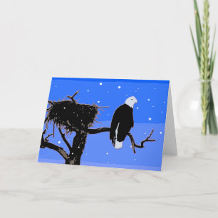 Tarjeta Festiva Águila calva en invierno - Arte de vida silvestre 