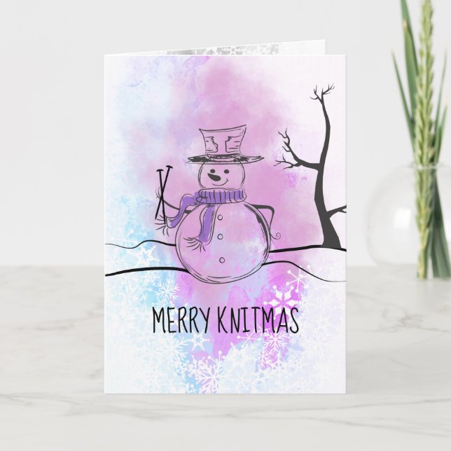Tarjeta Festiva Agujas de punto de nieve Navidades personalizados (Anverso)