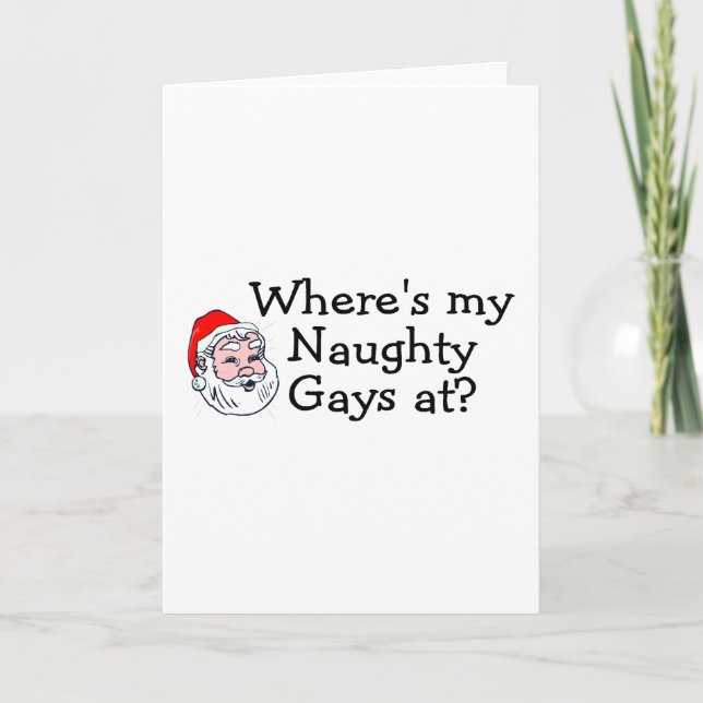 Tarjeta Festiva Ahí está mi travieso homosexual (Anverso)