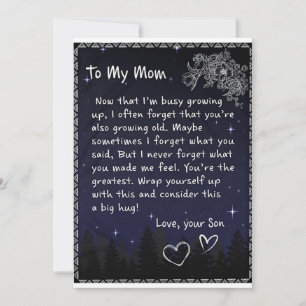 Tarjeta Festiva Ahora que Estoy Ocupado Creciendo - Hijo a Mamá